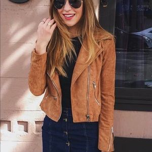 Lulus Tan Suede Moto Jacket